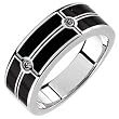14kt White Gold Radiance Black Onyx and Diamond Men's Wedding Band