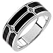 0.10 Ct.T.W. Round Brilliant Cut Diamond, Black Onyx, 14K White Gold. Onyx and Diamond Men's Wedding Band