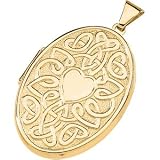 14K Yellow Gold Celtic Heart Pendant With Message On Back