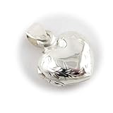 925 Sterling Silver Heart Locket Pendant Flat Fine Cable Chain Necklace 14, 16, 18, 20 Inch