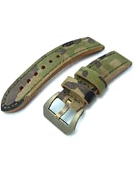 MiLTAT 22mm Forest Camouflage Leather of Art Watch Strap, IP Antique Bronze Buckle