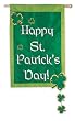 Happy St. Patrick's Day with Spinning Clovers Regular Size Applique Flag