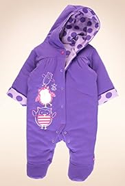 Petit Bebe Pure Cotton Owl Striped Hooded Pramsuit