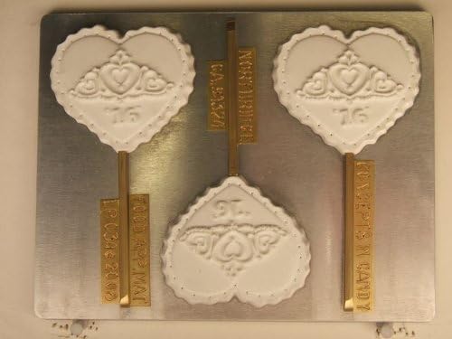 Ruffled heart background w/ tiara w/ "16" below tiara LP034 Lets party Chocolate Candy Mold