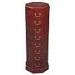 Handmade Oriental Furniture - 42" Antique Style Red Leather Octagonal Chest Of Drawers - Rural