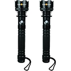 2-pack Life+Gear 360 Lumens LED Law Enforcement Grade WaterProof Flashlights Aircraft Grade Hardened Aluminum w/CREE LEDs