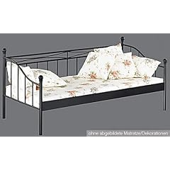 Einzel-Metallbett schwarz matt lackiert 90 x200 cm