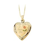 14K Yellow Gold "I Love You" and Rose Heart Locket with Chain
