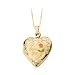 14K Yellow Gold "I Love You" and Rose Heart Locket with Chain