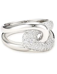 ELLE Jewelry Sterling Silver Micro Pave Cubic Zirconia Ring, Size 7
