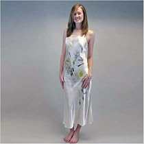Bridal Lingerie Nightgown, TexereSilk Exquisite 100% Silk Hand Painted Nightwear -- Swans and Daffodils