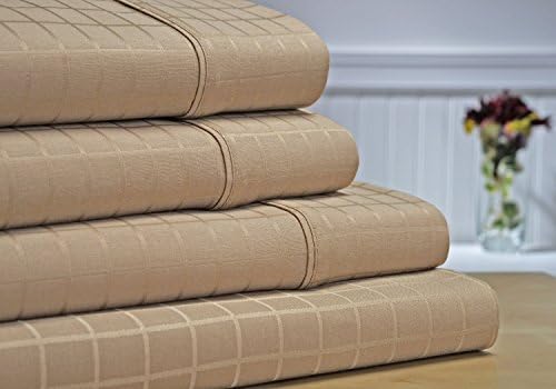 Cotton Bed Sheet Set - 4pc - 350 Thread Count, Wrinkle Resistant, Deep Pockets - Luxury Collection (Queen, Taupe)