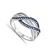 Weave Knot Blue Simulated Sapphire Fashion Ring New 925 Sterling Silver Band Sizes 5-12