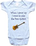 WHEN I GROW UP I WANT TO PLAY THE BASS GUITAR - BigBoyMusic Baby Designs - White, Blue or Pink Onesie / Baby T-shirt