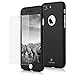 MYRIANN Ultra Slim Full Body Coverage Protection Hard Case with Tempered Glass Screen Protector for iPhone 7 plus(Black)