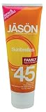JASON Natural Cosmetics Sunbrellas Family Natural Sun Block, SPF 45, 4 oz Tub (Pack of 2)
