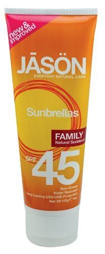 JASON Natural Cosmetics Sunbrellas Family Natural Sun Block, SPF 45, 4 oz Tub (Pack of 2)