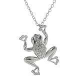 Sterling Silver Colorless Cubic Zirconia Frog Necklace Hypoallergenic Nickel free .925 Stamp
