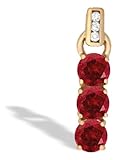 14K Yellow Gold Genuine Round Ruby and Diamond Pendant