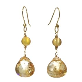 Gold-Filled Carnelian Round Beads w Faceted Citrine Briolette and Gold-Filled... by Amazon.com Collection