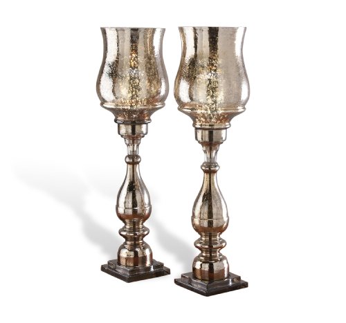 Pair Yasmin Gold Mercury Candle Stands