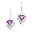 Sterling Silver Amethyst Heart Earrings