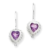 Sterling Silver Amethyst Heart Earrings