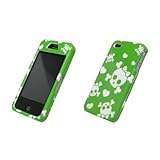 Green and White Bow Skull Design Hard Cover Crystal Case for Apple iPhone 4 ....