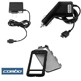 Solid Black Rubberized Snap on Crystal Hard Case + Car Charger + Home Travel Charger for Sprint Samsung SPH-M800 Instinct Cell Phone