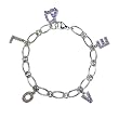 Amethyst Cubic Zirconia LOVE Letters and Journey Heart Platinum Overlay Sterling Silver Charm Bracelet 7.5"