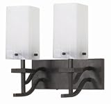 Nuvo Lighting 60/005 Cubica 2-Light Vanity with Frosted Glass, Textured Black