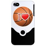 iPhone 4 or 4S Slider Case White I Love Basketball