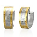 Urban Male Two Colour Stainless Steel Mens Hinged Hoop Earrings