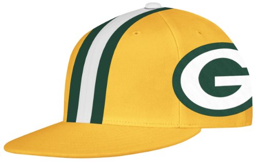 NFL Men's Green Bay Packers End Zone Flat Visor Flex Hat - Tw79Z (Yellow, Small/Medium)