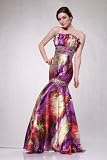 #54111 Satin Print Strapless Mermaid Formal Prom Gown