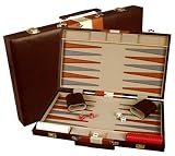 Large 21 Leatherette Backgammon Set - Brown