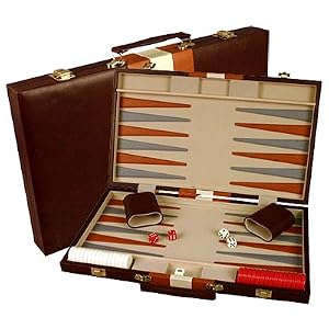 Large 18x 21 Leatherette Backgammon Set - Brown by