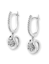 (X1000Diamond) 18K/750 White Gold 3-dimensional Cluster Diamond Dangling Earring (0.38 cttw, G-H Color, VS2-SI1 Clarity)