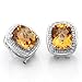 18k White Gold Cushion Cut Citrine and Diamond title=