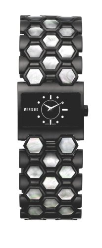 Versus By Versace Ladies 'Night & Day' Black Enamel Bracelet Watch With Mother Of Pearl Detail