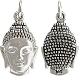 Double Sided Decorative Buddha Head Pendant in Sterling Silver, #7628