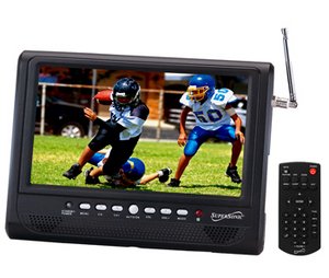 Supersonic SC-196D 7 Portable LCD TV with ATSC Digital Tuner, AC/DC Adapter & Rechargeable Battery