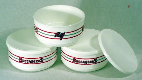 Tampa Bay Buccaneers NFL 3-pc Plastic Bowl Set with Lids
