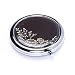 Black Flower Metal Cosmetic Makeup Purse Mirror