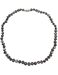 Black 1 Strand 17" Freshwater Pearl Necklace with Sterling Silver Clasp