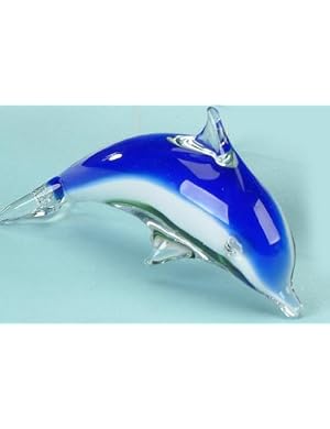 Blue White Green Crystal Glass Dolphin Figurine Statue Decoration