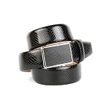 Anthoni Crown Mens Leather Snake Look Belt, Black, Brown