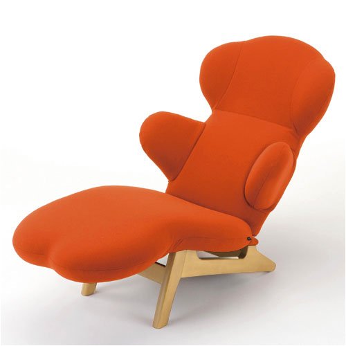 リクライニングチェア　HUG LOUNGE CHAIR-W(ハグラウンジチェア ウッド)：オレンジ