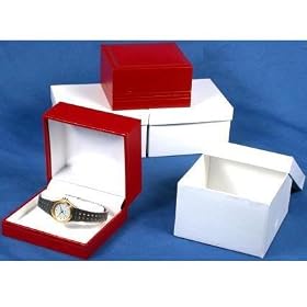 3 Red Leather Bangle Bracelet Watch Boxes Gift Displays