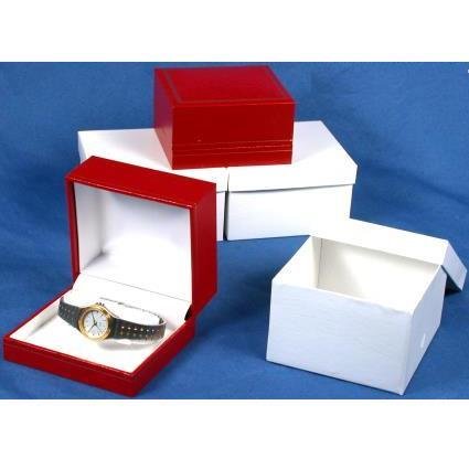 3 Red Leather Bangle Bracelet Watch Boxes Gift Displays